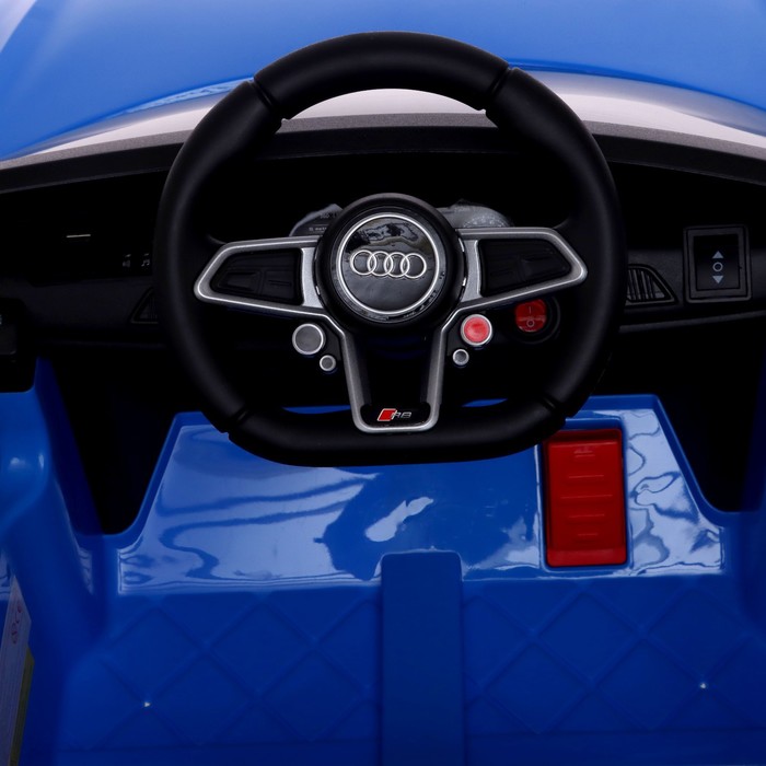 Электромобиль AUDI R8 SPYDER, EVA колёса, кожаное сидение, цвет синий - фото 1886784874