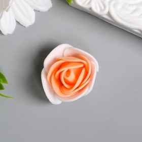 Декор для творчества "Белая роза с оранжевой серединкой" d=3,5 см