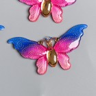 Декор для творчества пластик "Бабочка розово-синяя большая с золотыми точками" 2,6х5 см - фото 318801102