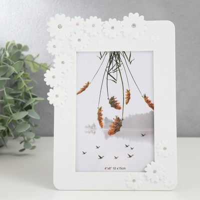 Фоторамка для фото 10×15 см «Незабудки», пластик, белая, 20×15 см