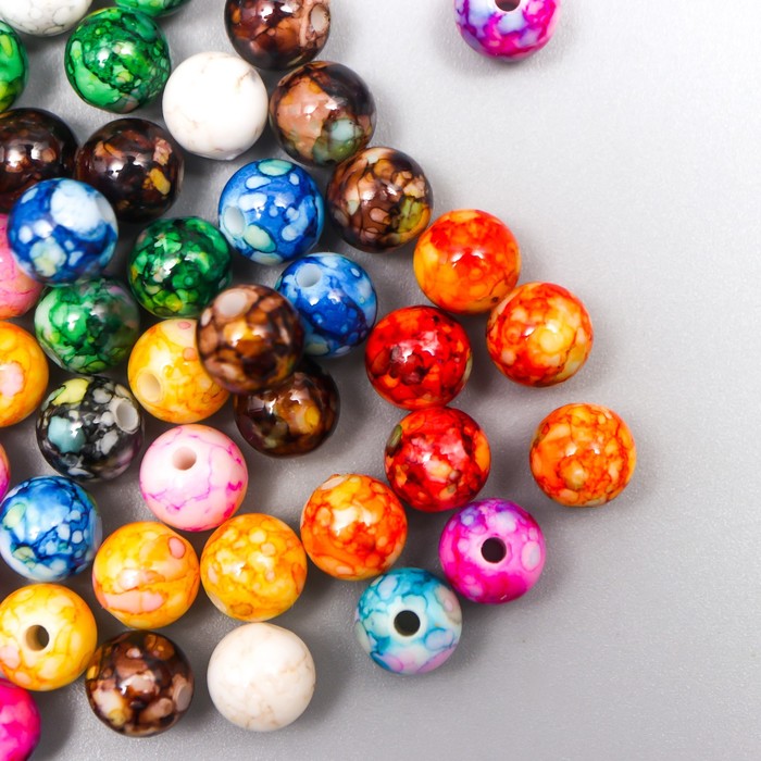Бусины для творчества пластик «Мраморные. Ассорти», d=0.8 см, набор 20 г