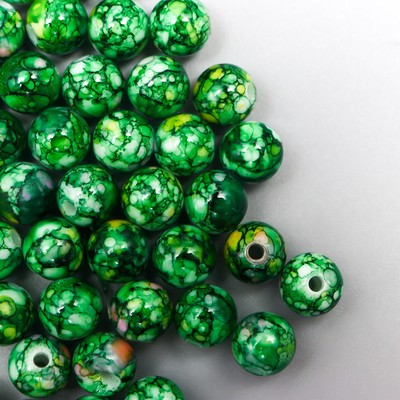 Бусины для творчества пластик «Мраморные. Малахит», d=0.8 см, набор 20 г