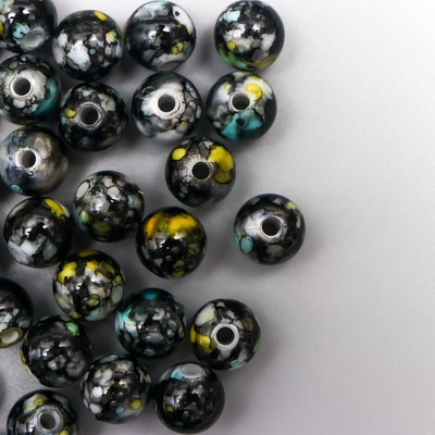 Бусины для творчества пластик «Мраморные. Чёрный», d=0.8 см, набор 20 г