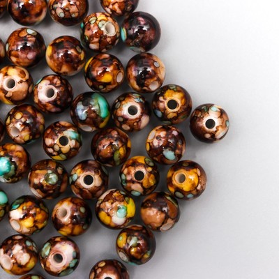 Бусины для творчества пластик "Мраморные. Кофе" d=0,8 см набор 20 гр