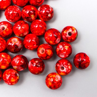 Бусины для творчества пластик «Мраморные. Терракот», d=0.8 см, набор 20 г