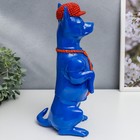 Сувенир полистоун «Той-терьер в кепке и галстуке», синий с оранжевым, 29.5×14×11.5 см - фото 47508043