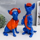 Сувенир полистоун «Той-терьер в кепке и галстуке», синий с оранжевым, 29.5×14×11.5 см - фото 47508046