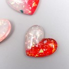 Декор для творчества пластик "Сердечко пухлое бело-розовое с золотинками" 2,4х2,7 см - Фото 1