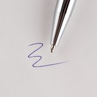 Ручка шариковая синяя паста 0.1 мм, металл рифлёная цвет серебро - Фото 3