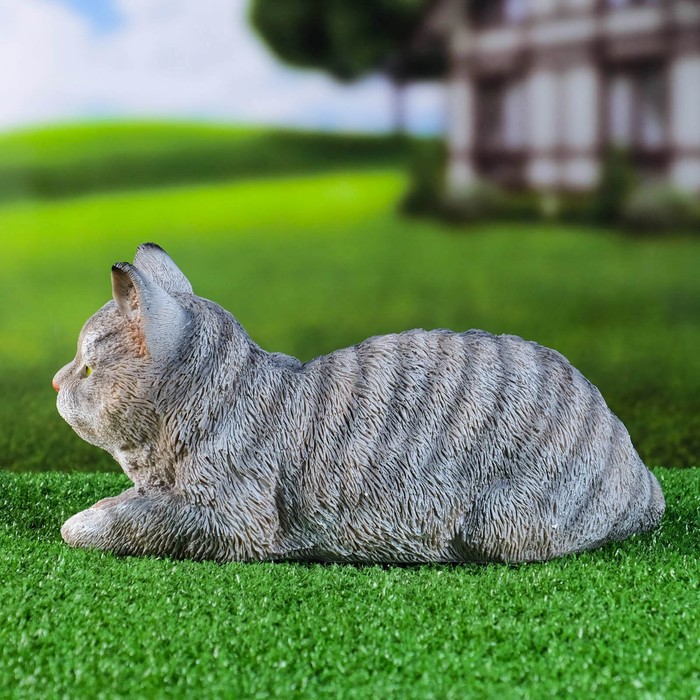 Садовая фигура "Кот" серый, 25x12x9см - фото 1907391126
