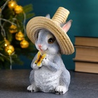 Садовая фигура из полистоуна «Зайка в соломенной шляпе с бабочкой», 19×12×14 см, МИКС - Фото 9