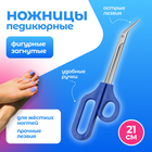 Ножницы педикюрные, фигурные, загнутые, 21 см, синие - Фото 1