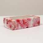 Коробка складная под зефир, с окном «Розовые цветы», 25 х 15 х 7 см - Фото 1