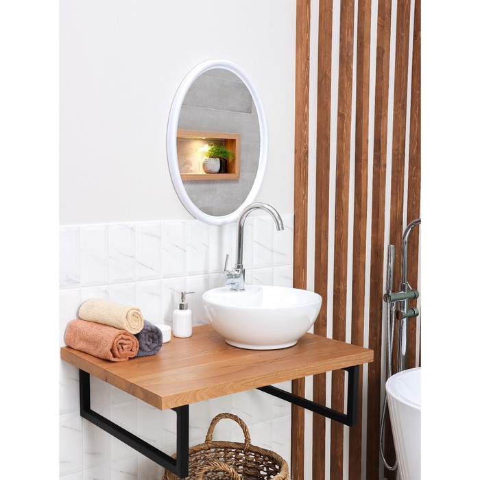 Зеркало для ванной комнаты Sonata, пластик, белое - Фото 1