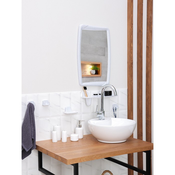 Набор для ванной комнаты, цвет белый мрамор - фото 1884709112