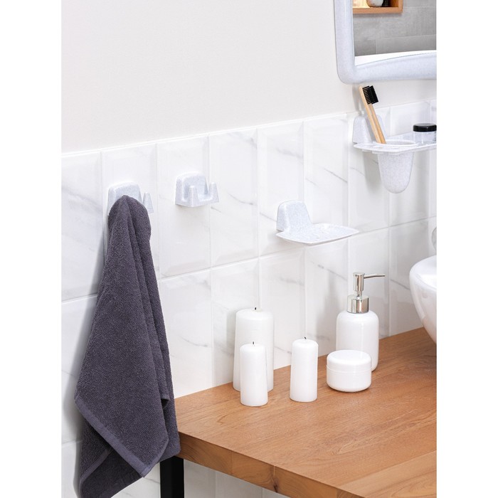 Набор для ванной комнаты, цвет белый мрамор - фото 1884709114
