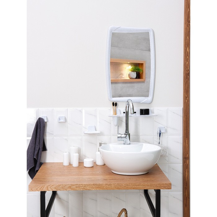Набор для ванной комнаты, цвет белый мрамор - фото 1884709115