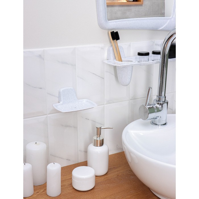 Набор для ванной комнаты, цвет белый мрамор - фото 1911182104