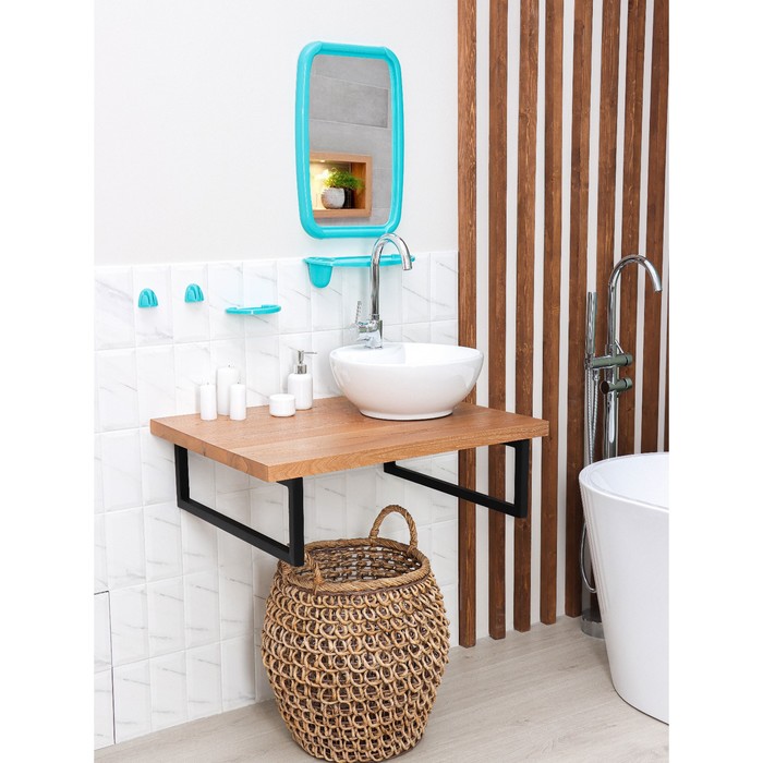 Набор для ванной комнаты Optima, цвет бирюзовый - фото 1906783458