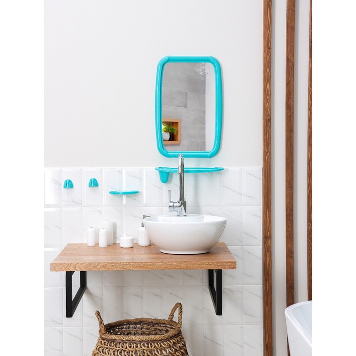 Набор для ванной комнаты Optima, цвет бирюзовый - фото 1906783459