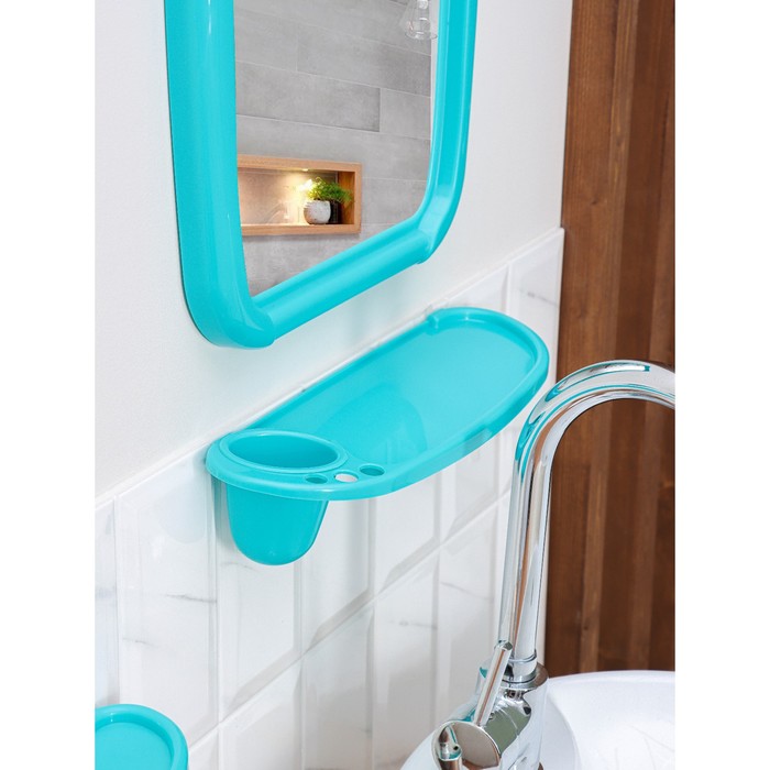 Набор для ванной комнаты Optima, цвет бирюзовый - фото 1906783460