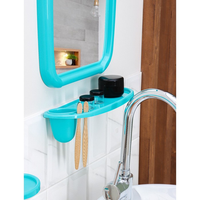 Набор для ванной комнаты Optima, цвет бирюзовый - фото 1906783463