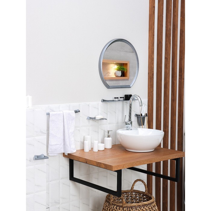 Набор для ванной комнаты Verona, цвет металлик - фото 1884709135
