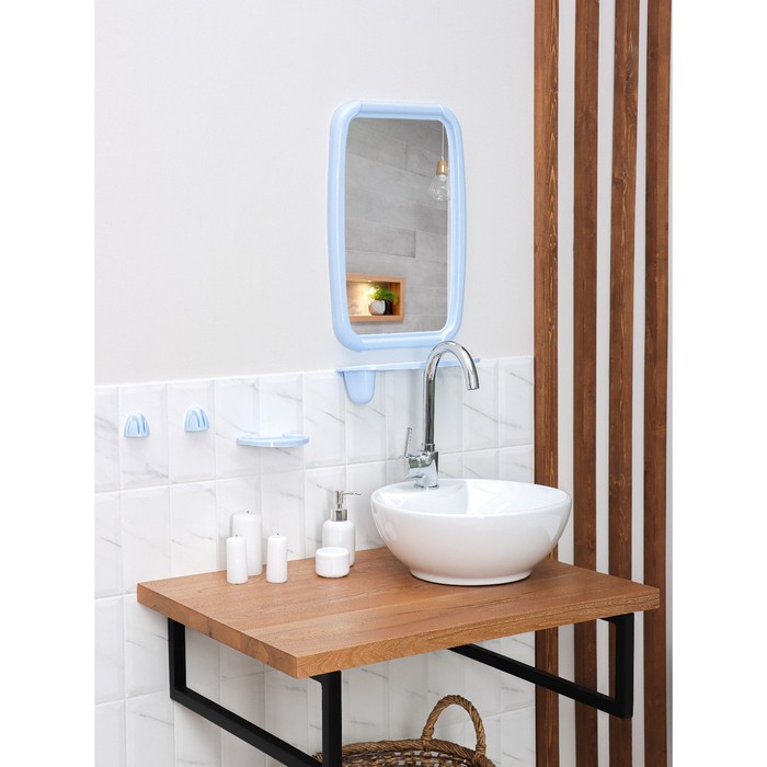Набор для ванной комнаты Optima, цвет светло-голубой - фото 1906783481