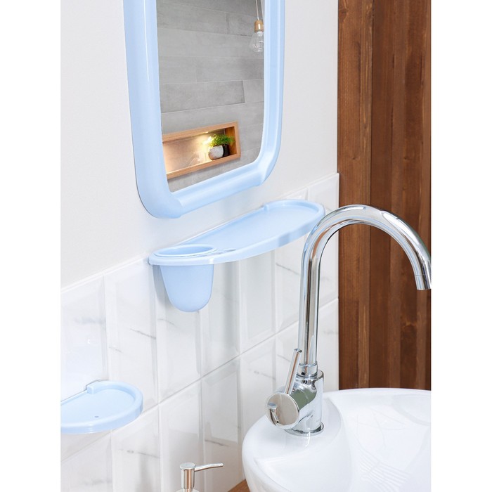 Набор для ванной комнаты Optima, цвет светло-голубой - фото 1906783483