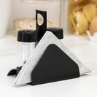 Набор для специй пластиковый BEROSSI «Рондо. Презент», 3 шт., на подставке с салфетницей, чёрный - Фото 2