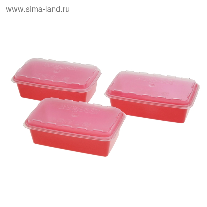 Набор контейнеров для заморозки 1 л Zip, 3 шт, цвет красный - Фото 1