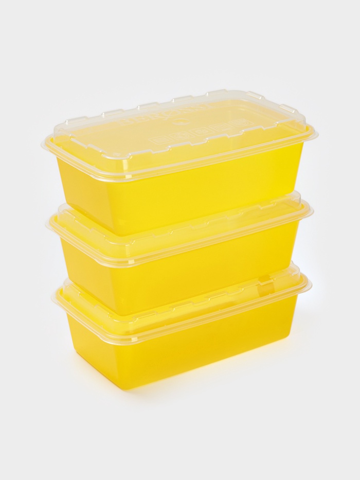 Набор контейнеров для заморозки BEROSSI Zip, 3 шт., 1 л, пластик, желтый - Фото 1