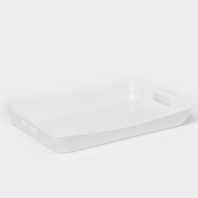 Поднос с ручками BEROSSI «Рондо», пластик, 42.2×28.2×5.2 см, белый