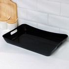 Поднос с ручками BEROSSI «Рондо», пластик, 42.2×28.2×5.2 см, черный - Фото 2