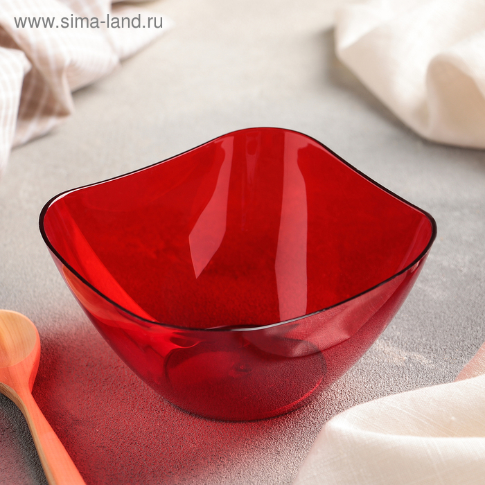 Салатник 500 мл Ice, цвет красный полупрозрачный - Фото 1