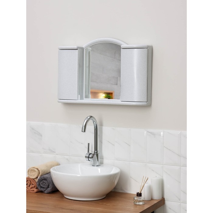 Шкафчик зеркальный для ванной комнаты «Арго», цвет белый мрамор - Фото 1
