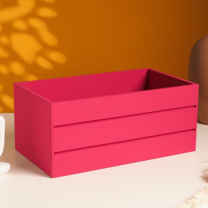 Подарочный ящик, 25×14×11 см, деревянный, с ручками, ярко-розовый - Фото 1