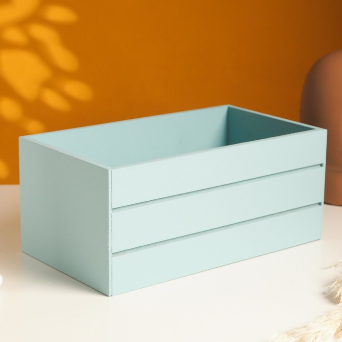 Подарочный ящик, 25×14×11 см, деревянный, с ручками, бирюзовый - Фото 1