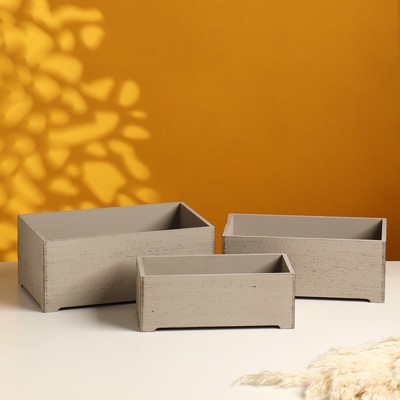 Набор ящиков деревянных "Прованс" 3 в 1 (25х14,5х10; 23х12,5х9; 21х10х8)см светло-серый