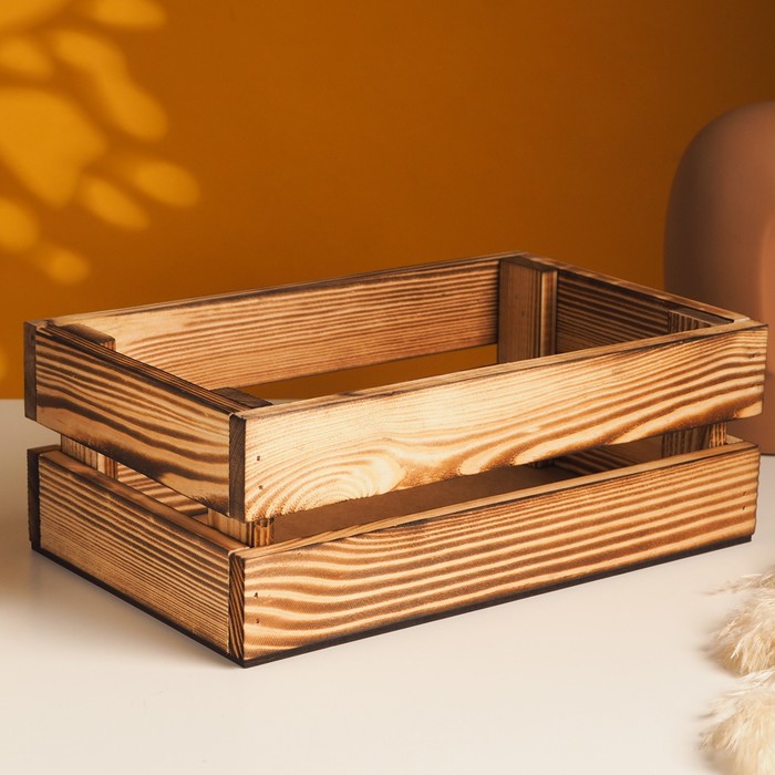 Подарочный ящик, 26×16×10 см, деревянный, цвет обожжённое дерево - Фото 1