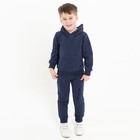 Костюм для мальчика (толстовка/брюки), цвет тёмно-синий, рост 104 - фото 2700630