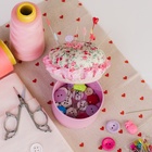 Игольница со шкатулкой для хранения мелочей, 8×7.8×7.8 см, цвет розовый - Фото 8