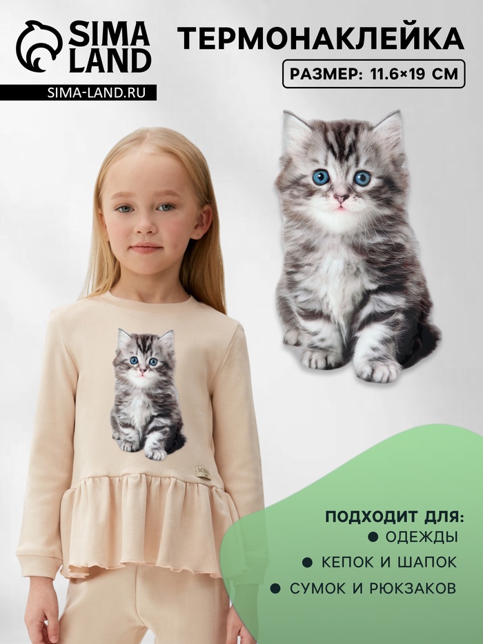 Термонаклейка «Котёнок», 11.6×19 см