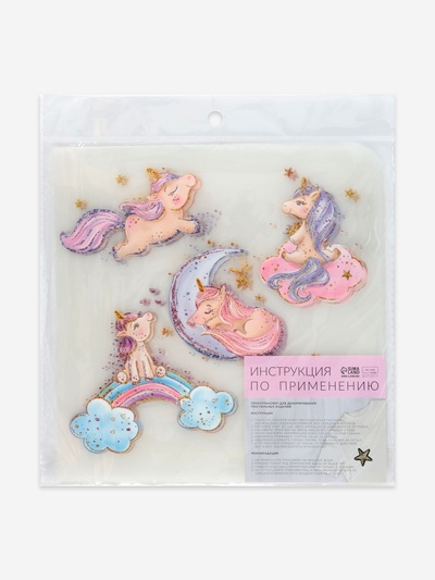 Термонаклейка «Единорожки с блёстками», 19×21 см, 5 дизайнов