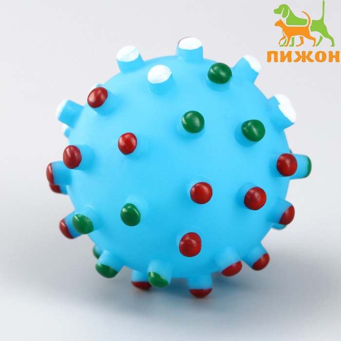 Игрушка пищащая "Бактерия" для собак, 6,3 см, голубая - Фото 1