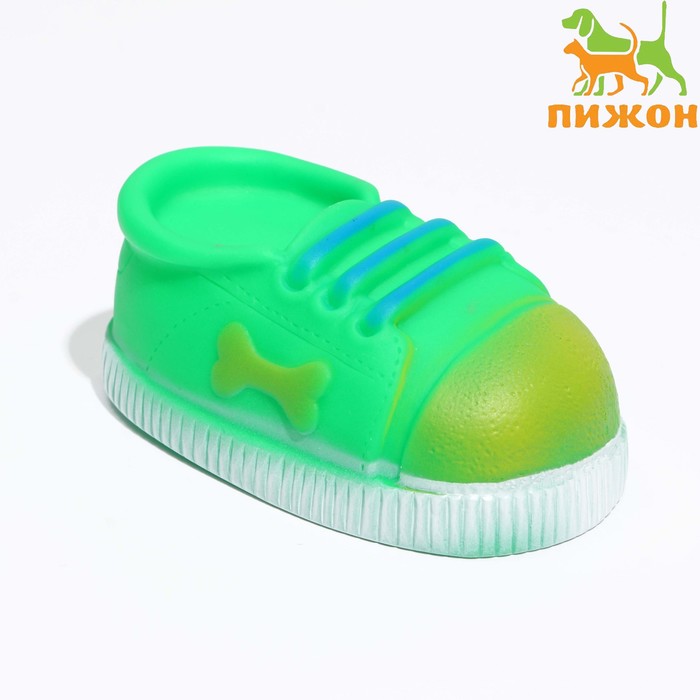 Игрушка пищащая "Ботинок" для собак, 9,5 см, зелёная - Фото 1