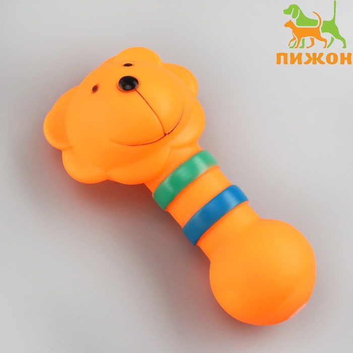 Игрушка пищащая "Зоопарк" для собак, 14 см, оранжевый лев - Фото 1