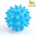 Игрушка пищащая "Мяч с шипами" для собак, 6,5 см, голубая - фото 8842064