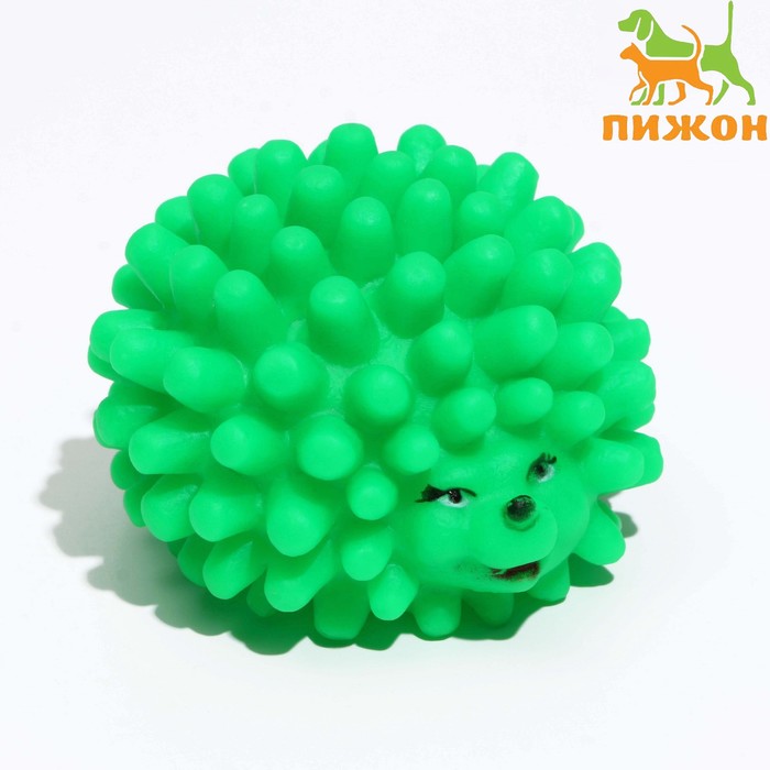 Игрушка пищащая "Ёжик" малый для собак, 6,5 см, зелёная - Фото 1