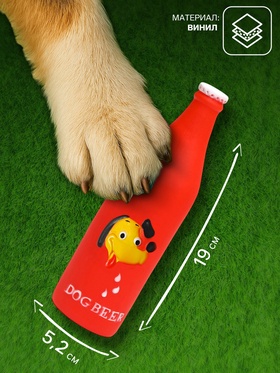 Игрушка для собак Dog BEER, 19×5.2 см, пищащая, винил, красная